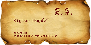 Rigler Hugó névjegykártya